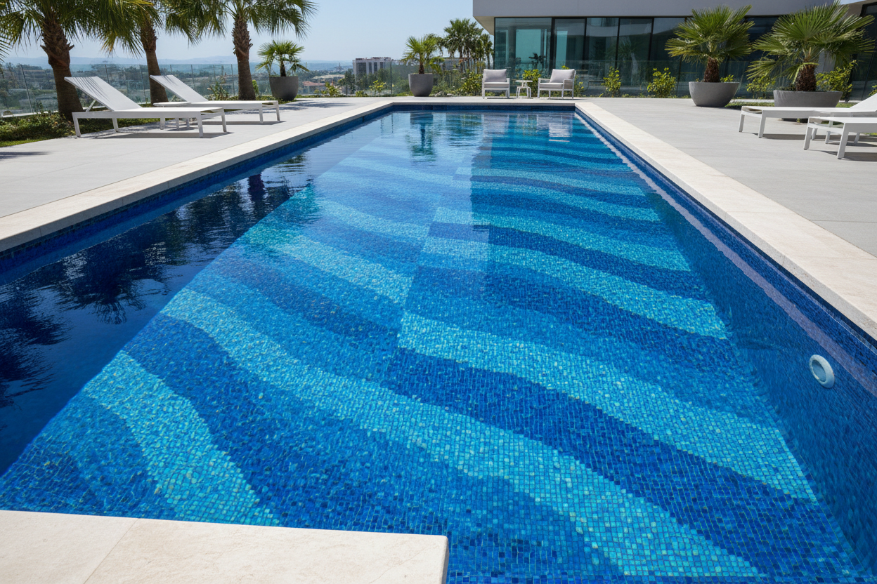 swimming pool finished with glass tile