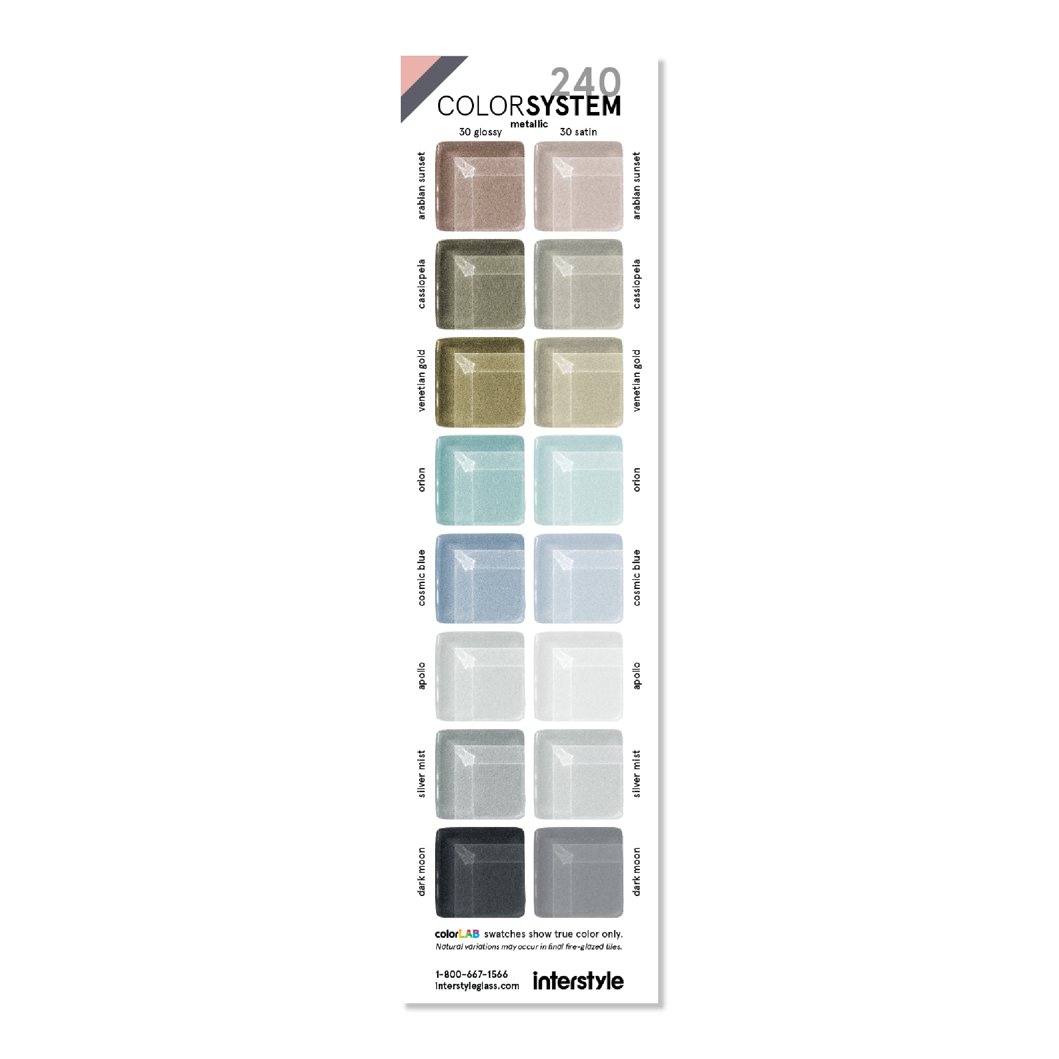 Glass Sample | Color Card 30 Metallic