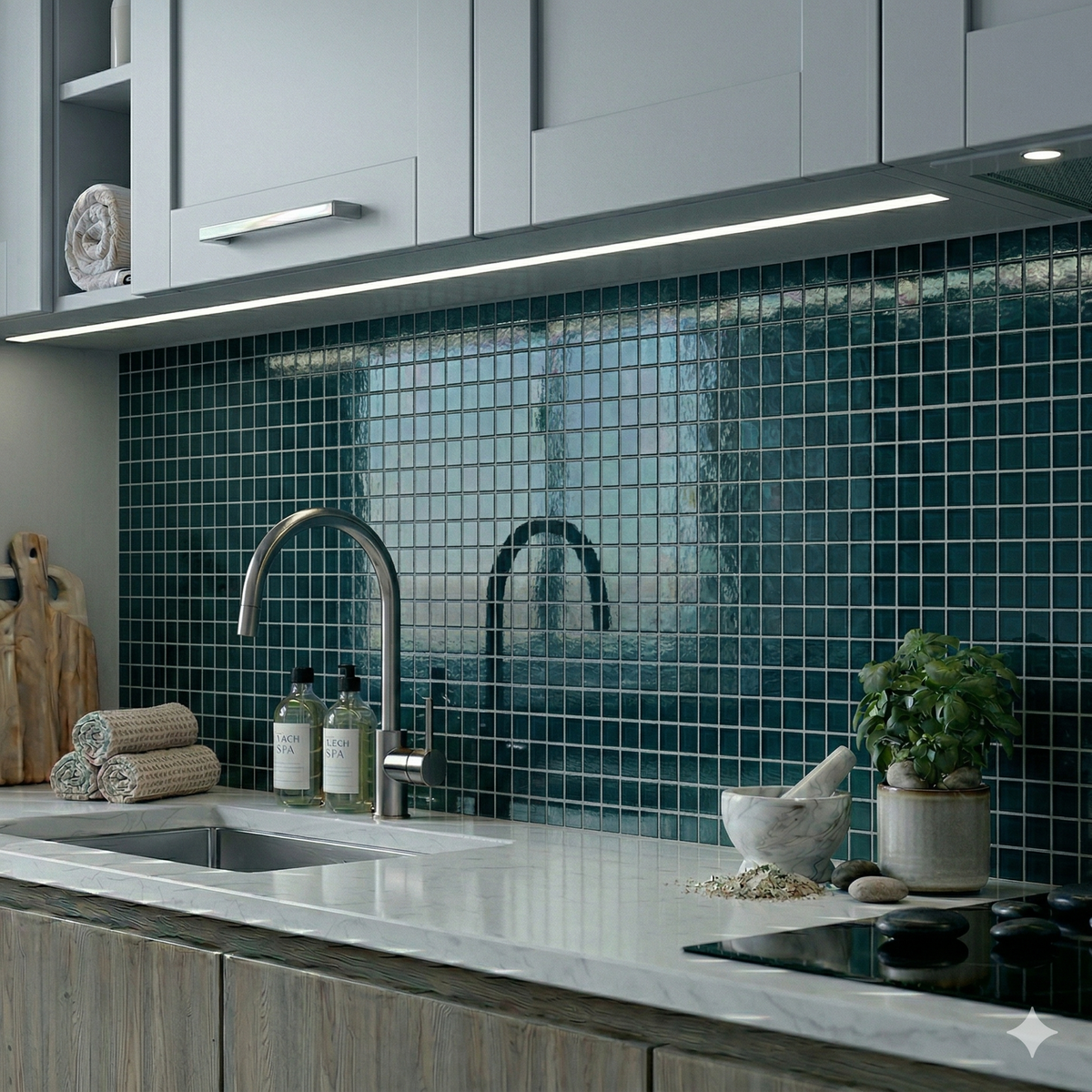Factory Sale – Deep Bay 1×1 Opal/Dune Glass Tile | Interstyle